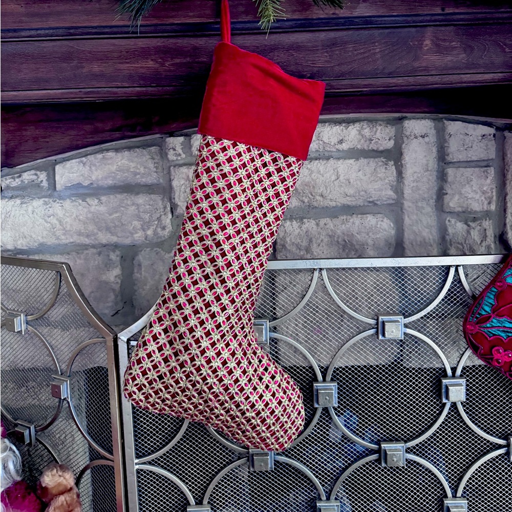 Red and gold Christmas stocking